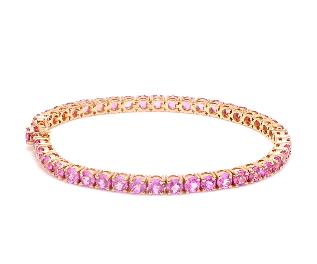 Pink Sapphire 3.50MM Round Bracelet - qivii
