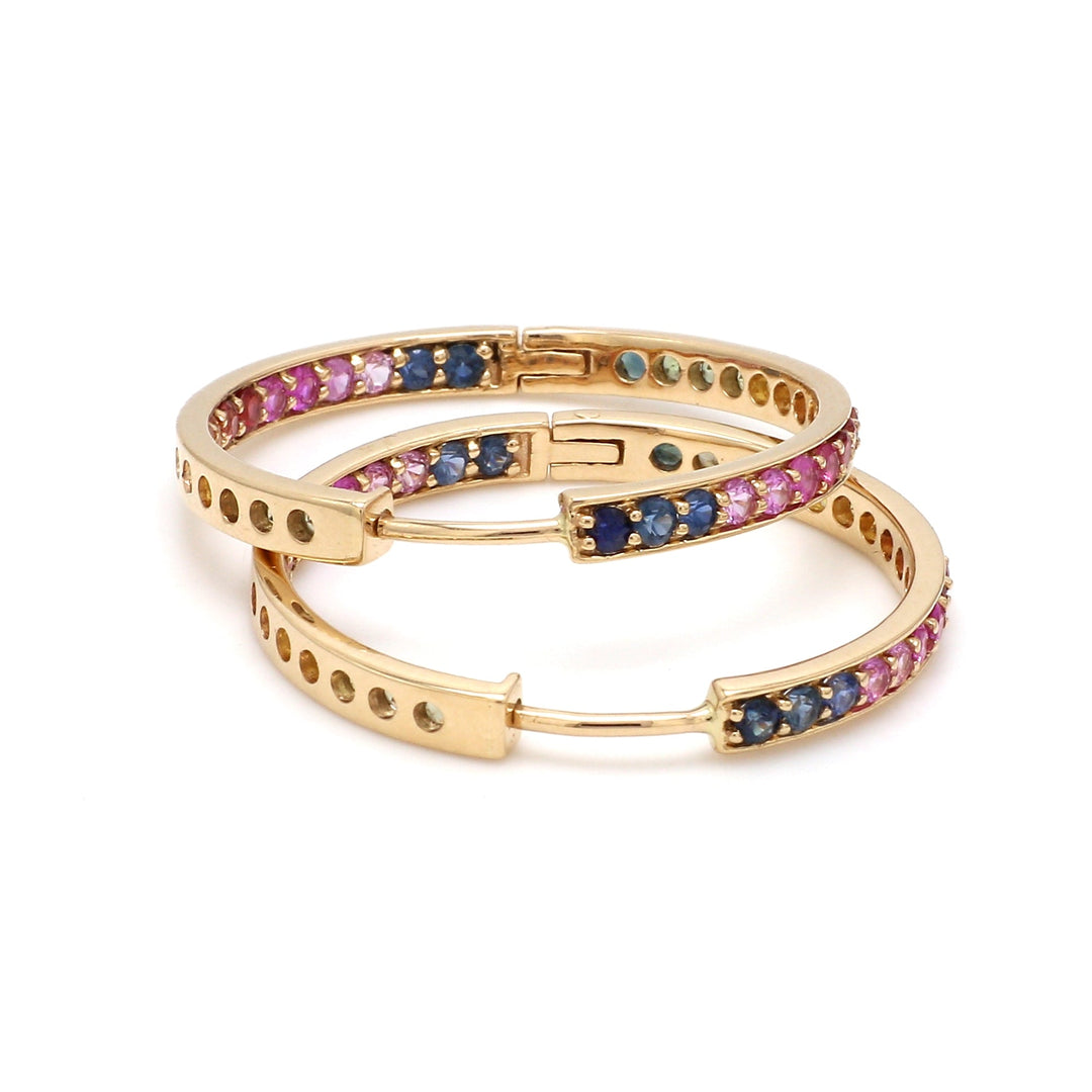 Rainbow Sapphire 2MM Hoops - qivii