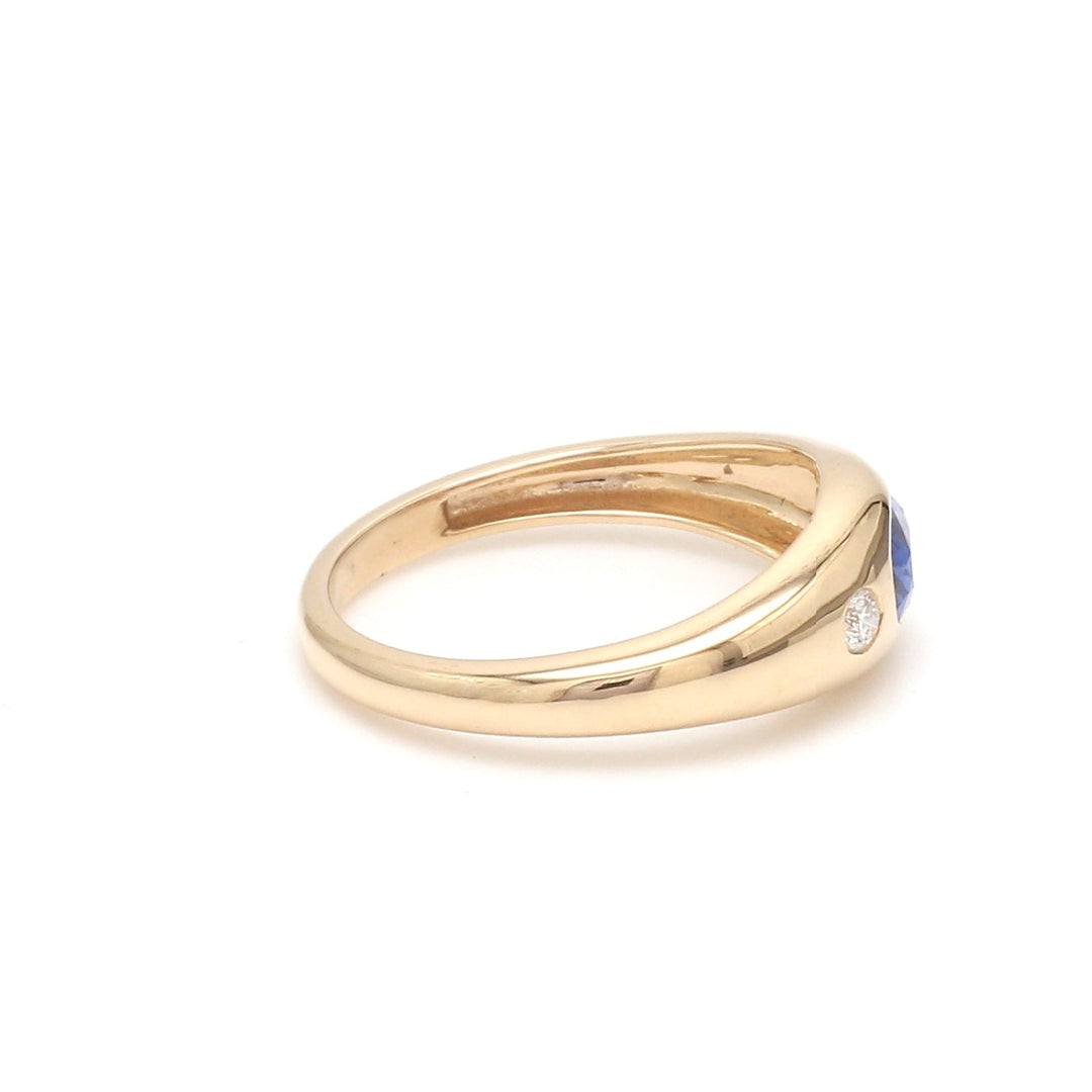 Blue Sapphire Oval Round Diamond Mini Chunky Ring - qivii