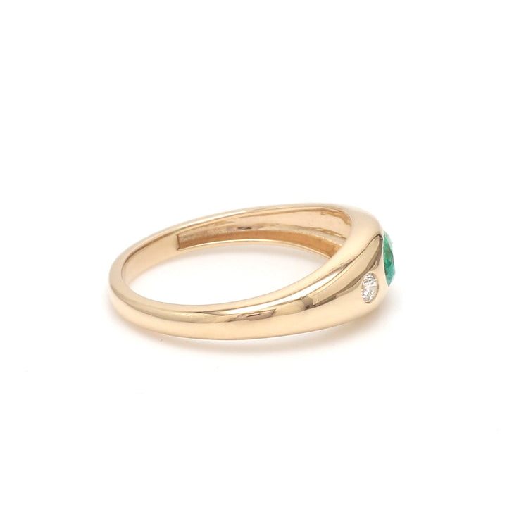 Emerald Oval Round Diamond Mini Chunky Ring - qivii