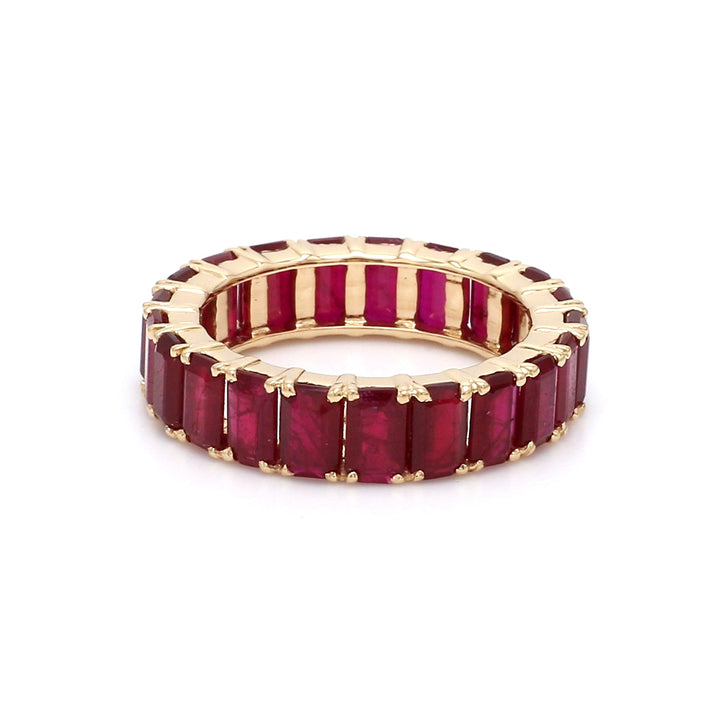 Ruby Emerald Cut Eternity Ring - qivii