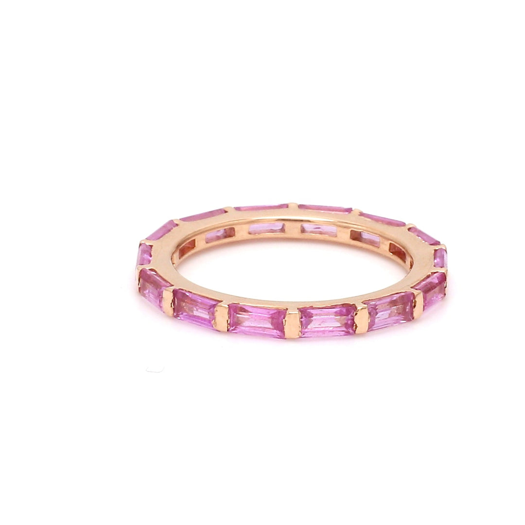 Pink Sapphire Horizontal Baguette Ring - qivii