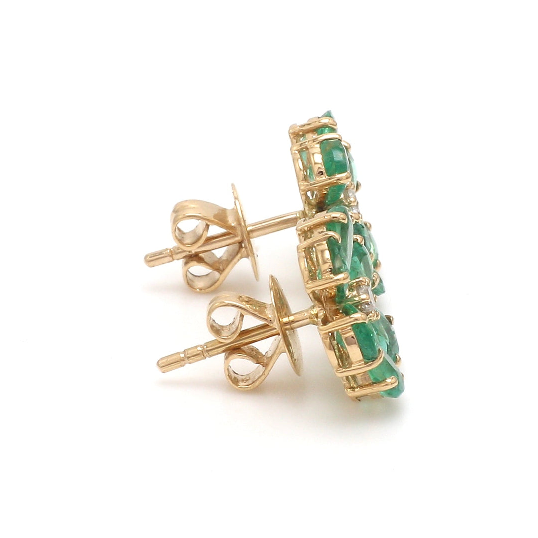 Emerald Pear Flower Studs - qivii