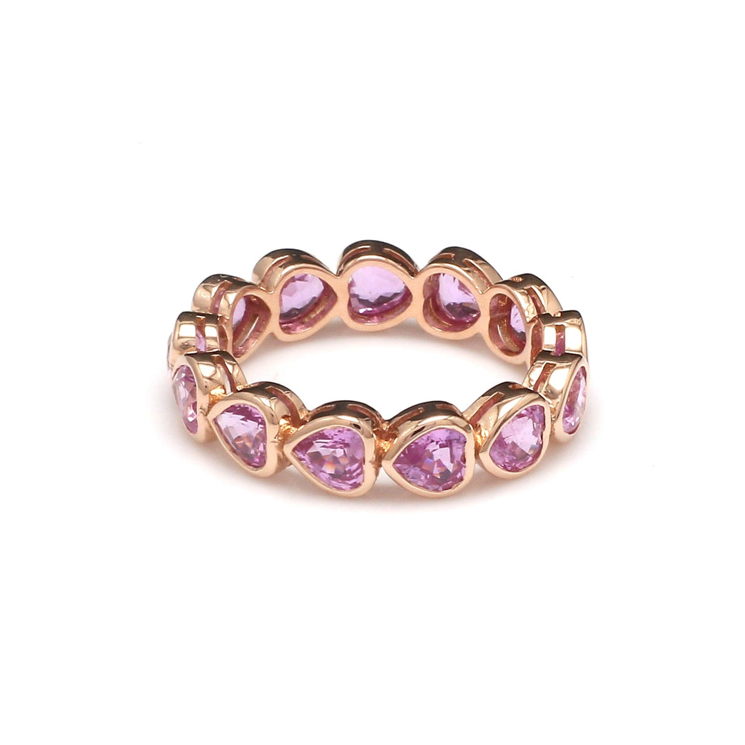 Pink Sapphire Heart Bezel Set East West Ring - qivii