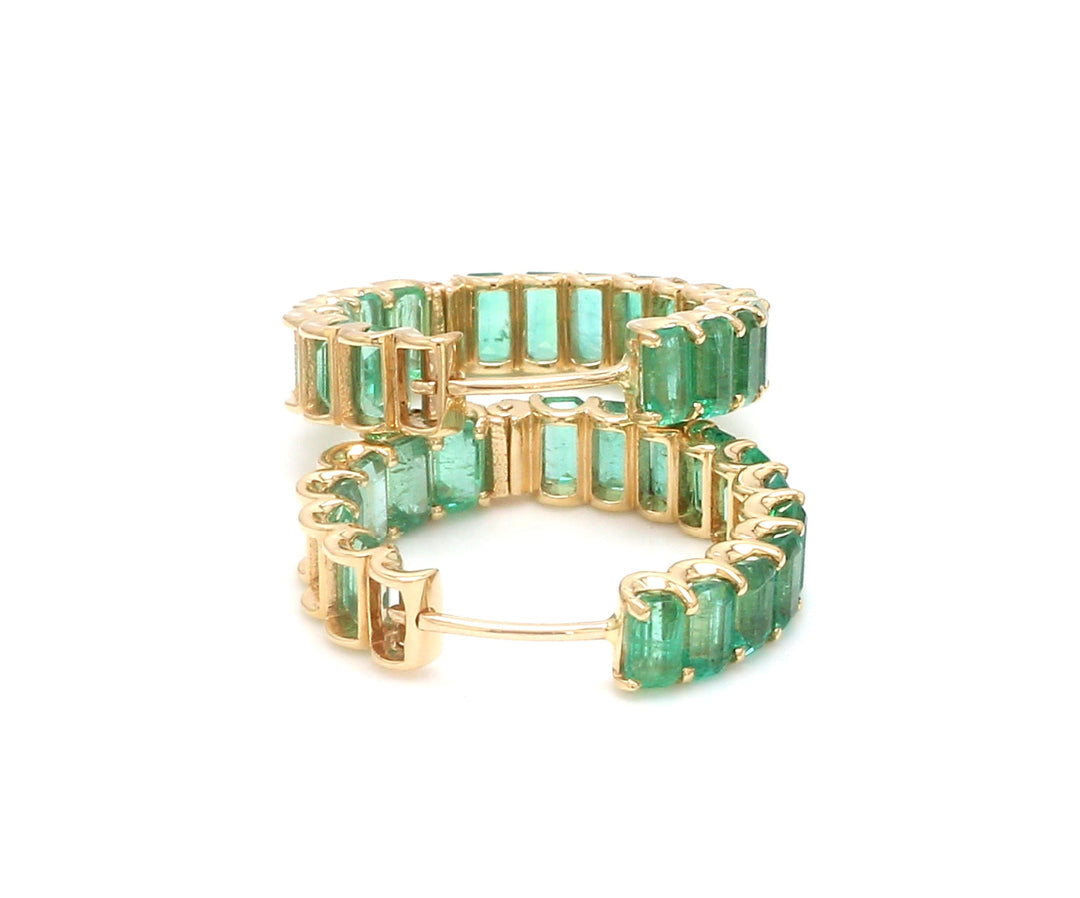 Emerald Octagon Mini Hoops - qivii