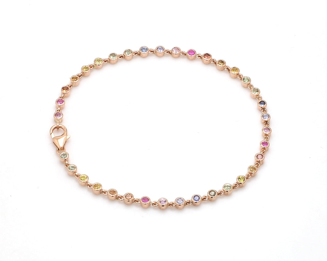 Rainbow Sapphire 2MM Bezel Bracelet - qivii