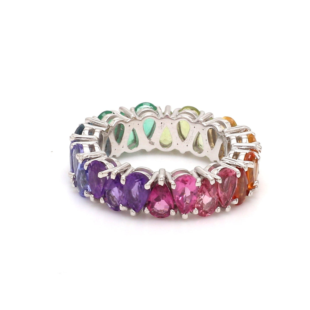 Rainbow Gemstone Pear Upside Down Ring - qivii