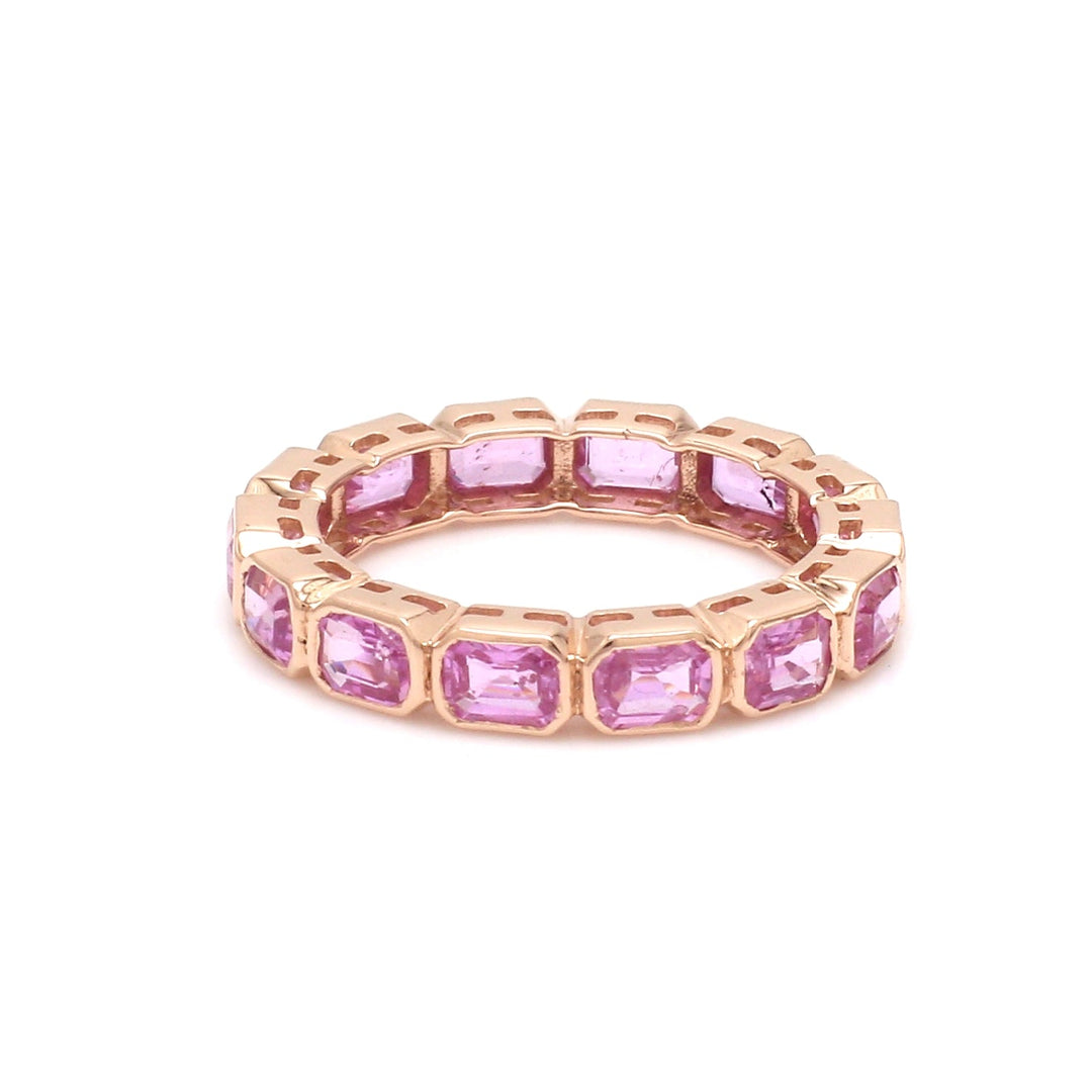 Pink Sapphire Bezele Set Eternity band ring - qivii
