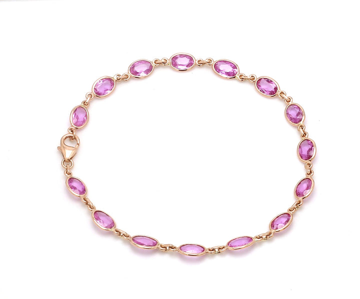 Pink sapphire Oval Rose Cut Bracelet - qivii