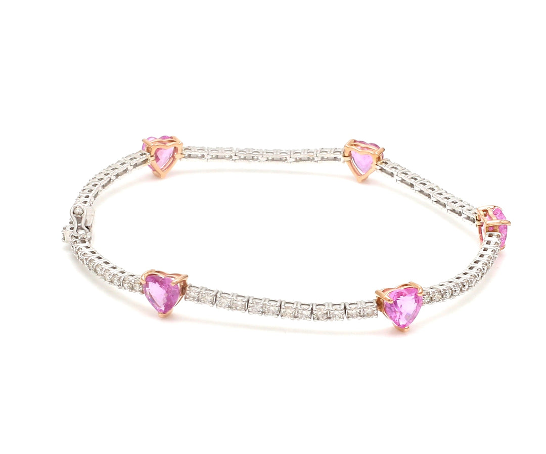 Pink Sapphire Heart Diamond Bracelet - qivii