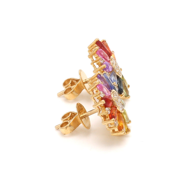 Rainbow Sapphire Marquise and Diamond Studs - qivii