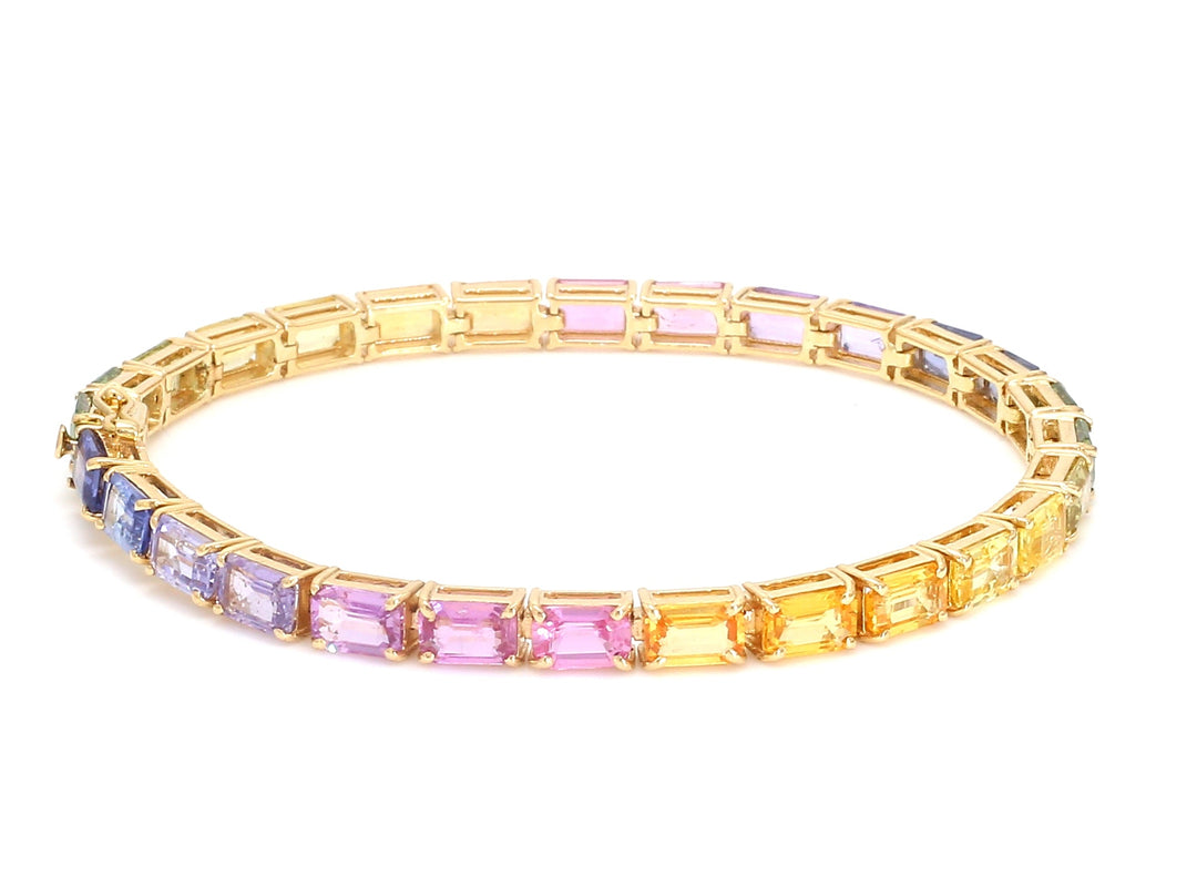 Rainbow Sapphire Big Emerald Cut Bracelet - qivii