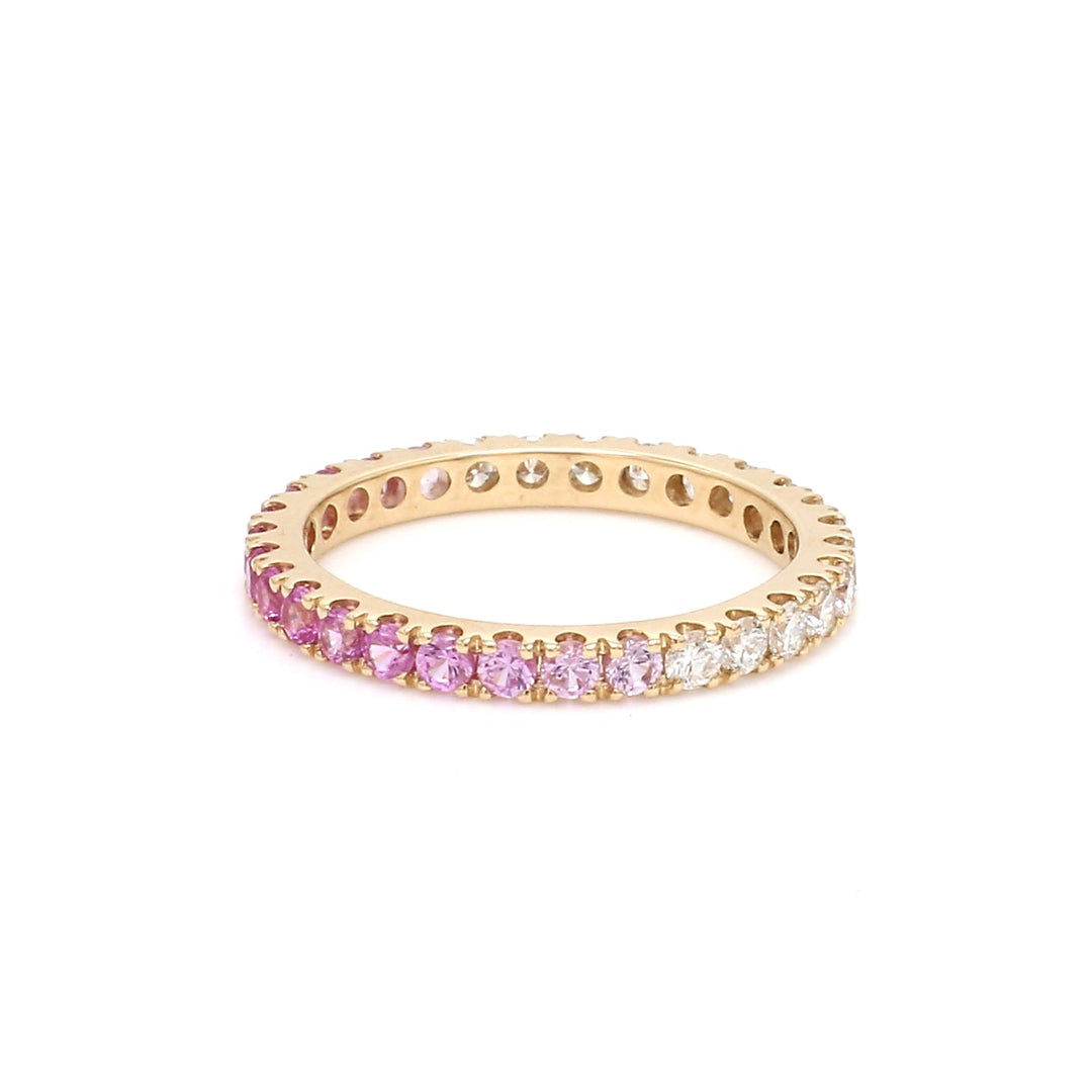 Pink Sapphire Diamond Half & Half Ring - qivii