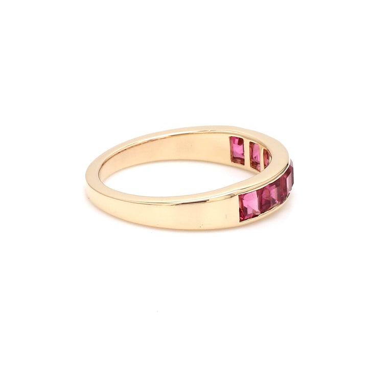 Pink Tourmaline Square Channel Set Ring - qivii