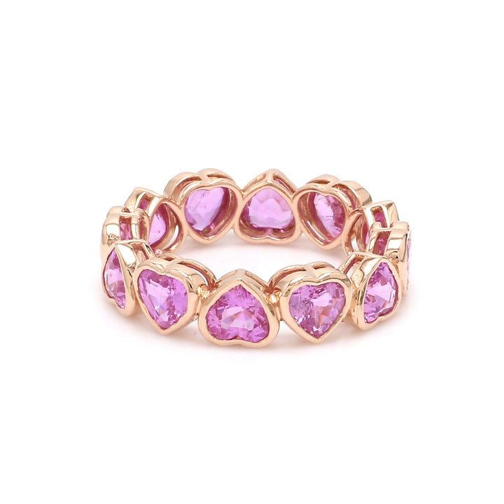 Pink Sapphire Heart Bezel Set Ring - qivii