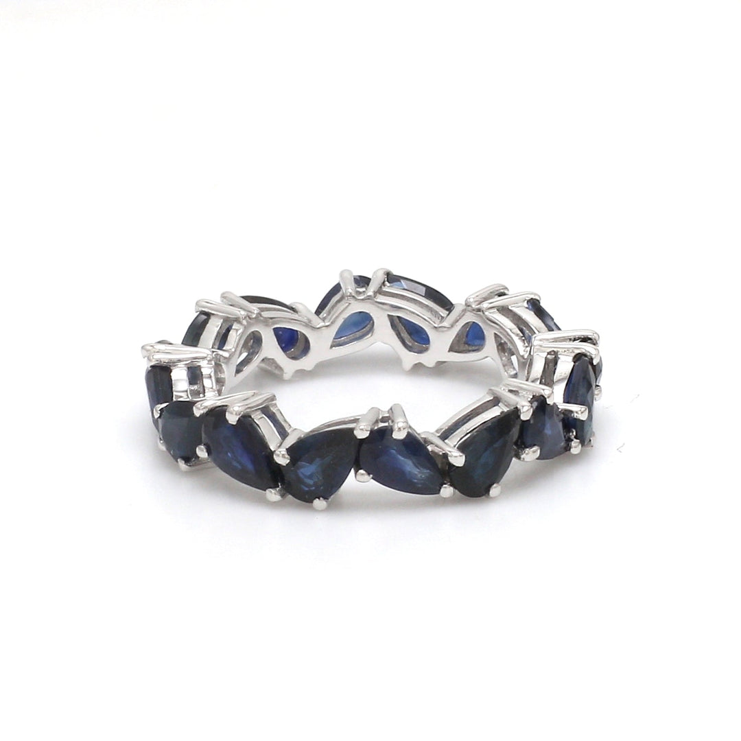 Blue Sapphire Zig Zag Pear Ring - qivii