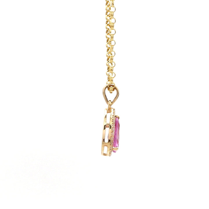 Pink Sapphire Pear Charm Pendant - qivii