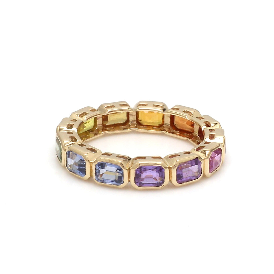 Rainbow Sapphire Octagon Bezel Ring - qivii