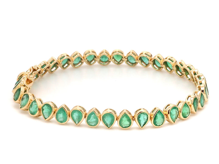 Emerald Pear Bezel Set Upside Down Bracelet - qivii