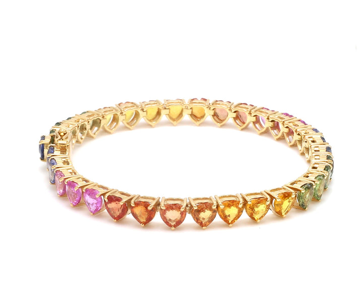 Rainbow Sapphire Big Heart Bracelet - qivii