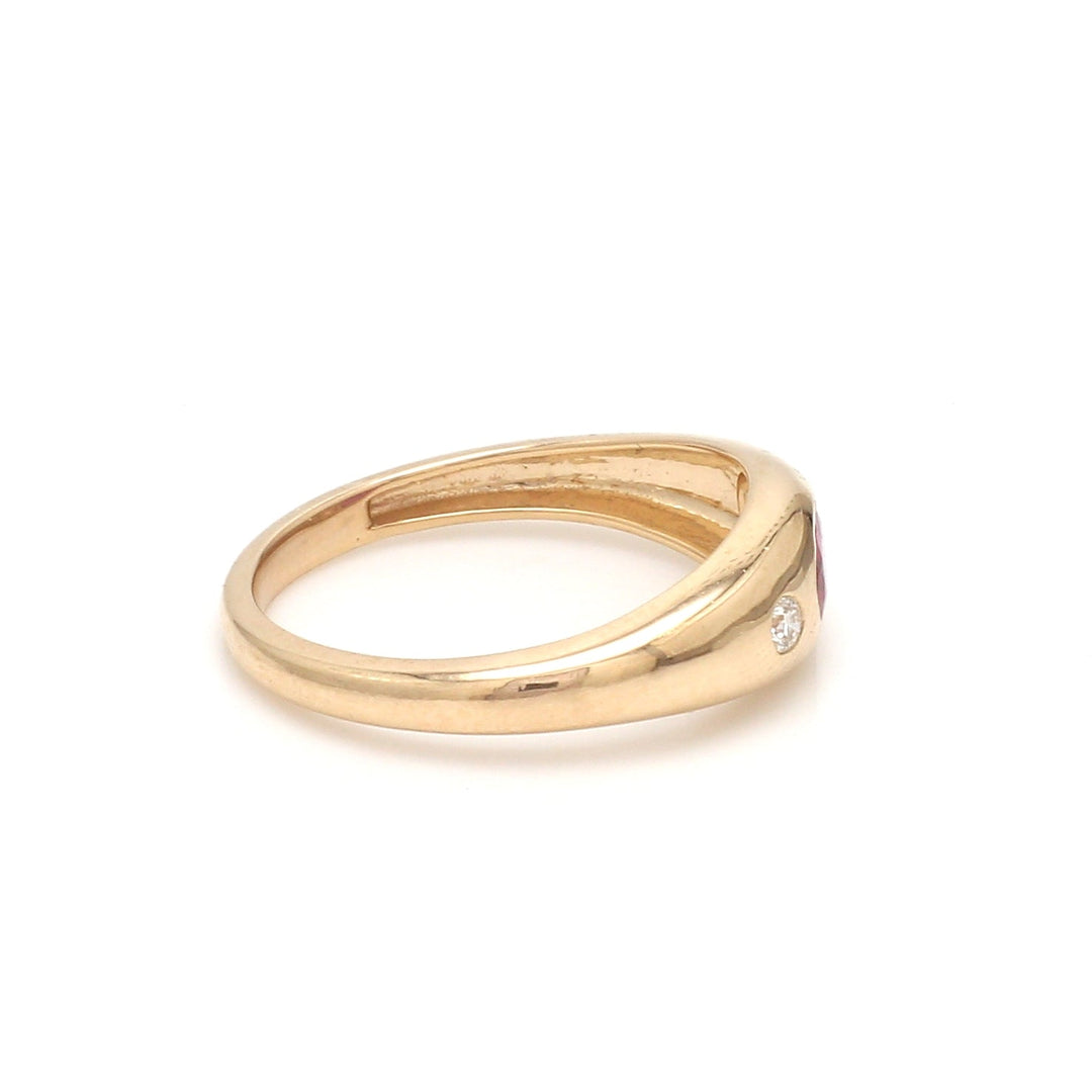 Ruby Oval Round Diamond Mini Chunky Ring - qivii