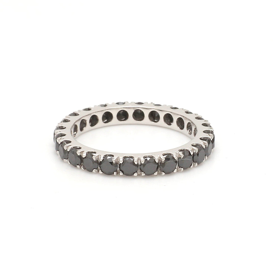 Black Diamond Round Eternity Ring - qivii
