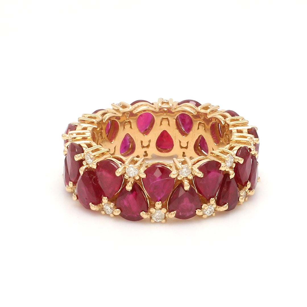 Ruby Pear and Diamond Ring - qivii