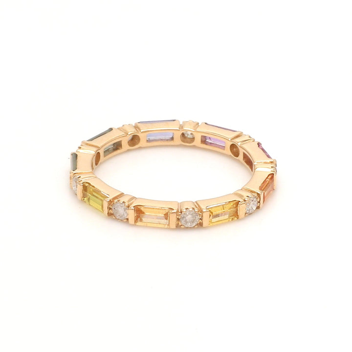 Rainbow Sapphire Baguette Diamond Alternate Ring - qivii