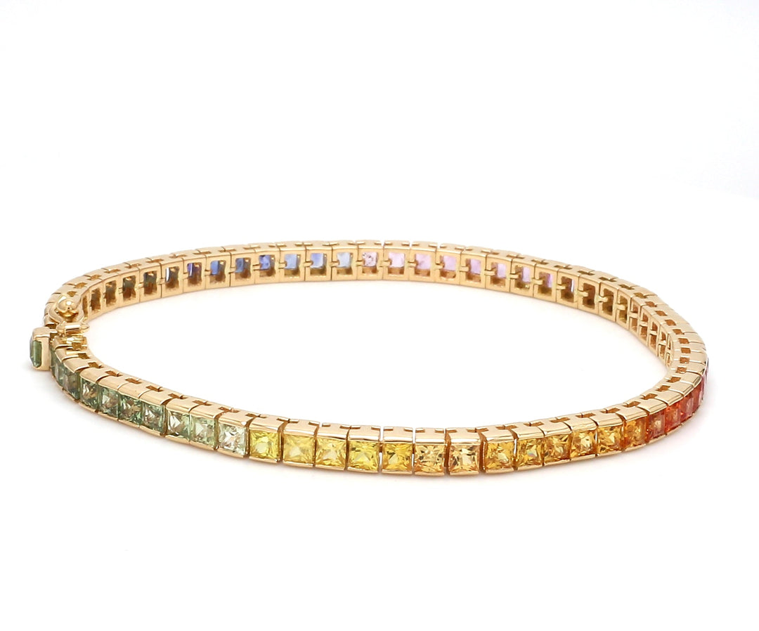 Rainbow Sapphire Princess Cut Bracelet - qivii