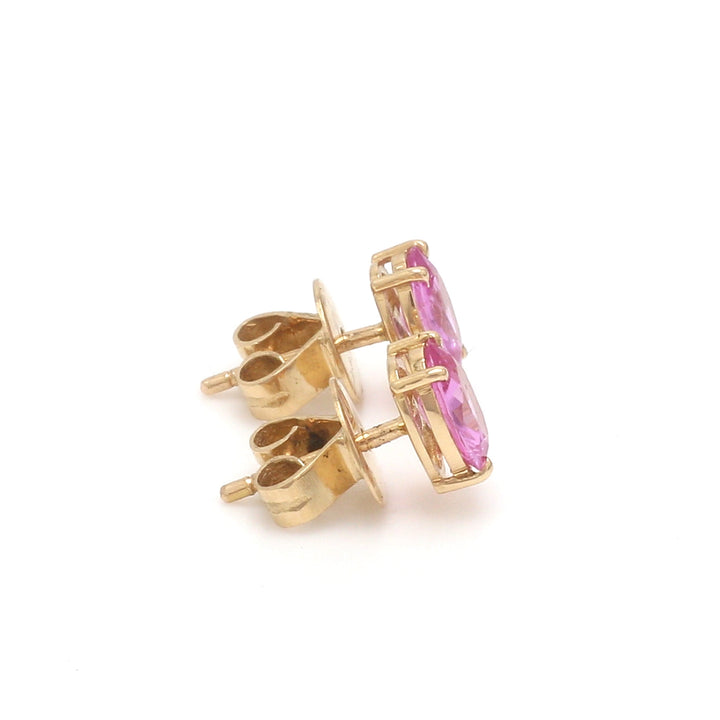 Pink Sapphire Oval Prong Set Studs - qivii