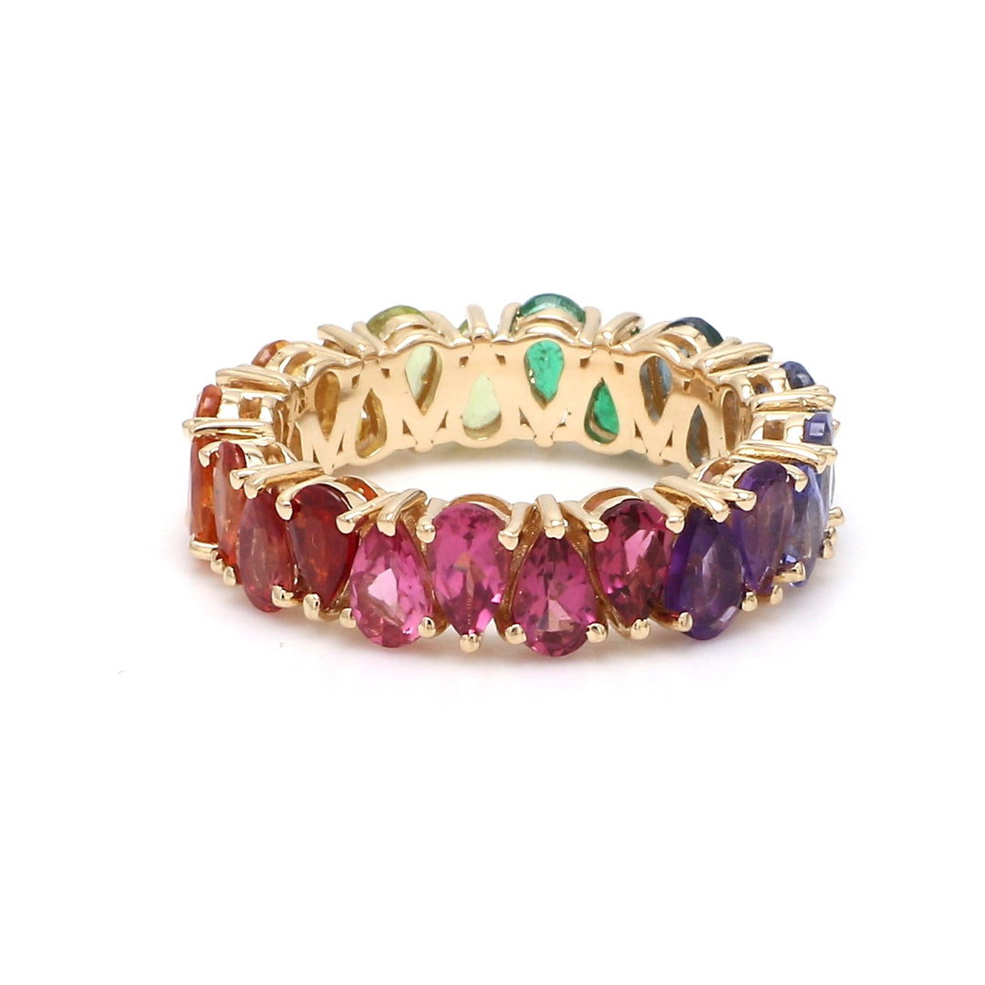 Rainbow Gemstone Pear Upside Down Ring - qivii