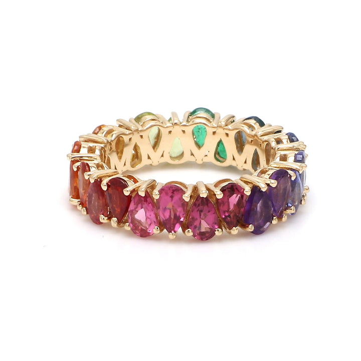 Rainbow Gemstone Pear Upside Down Ring - qivii