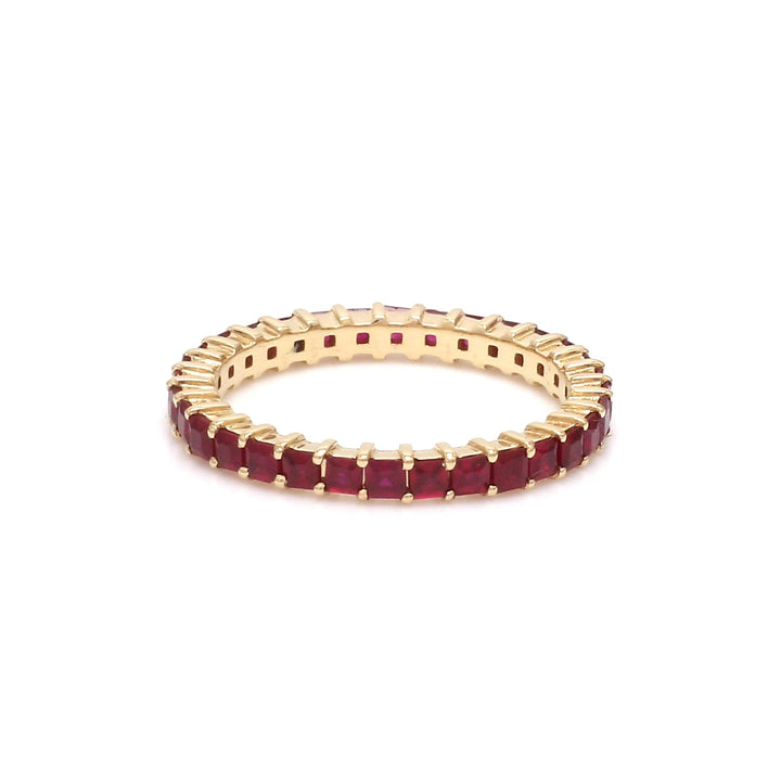 Ruby Princess Cut Eternity Thin Band Ring - qivii