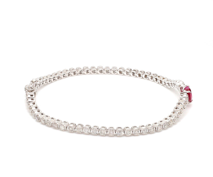 Ruby Heart Diamond Tennis Bracelet Gold | - qivii