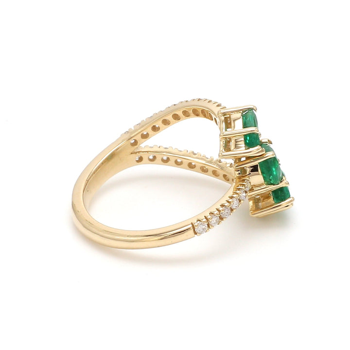 Emerald Three Pear Diamond Ring - qivii