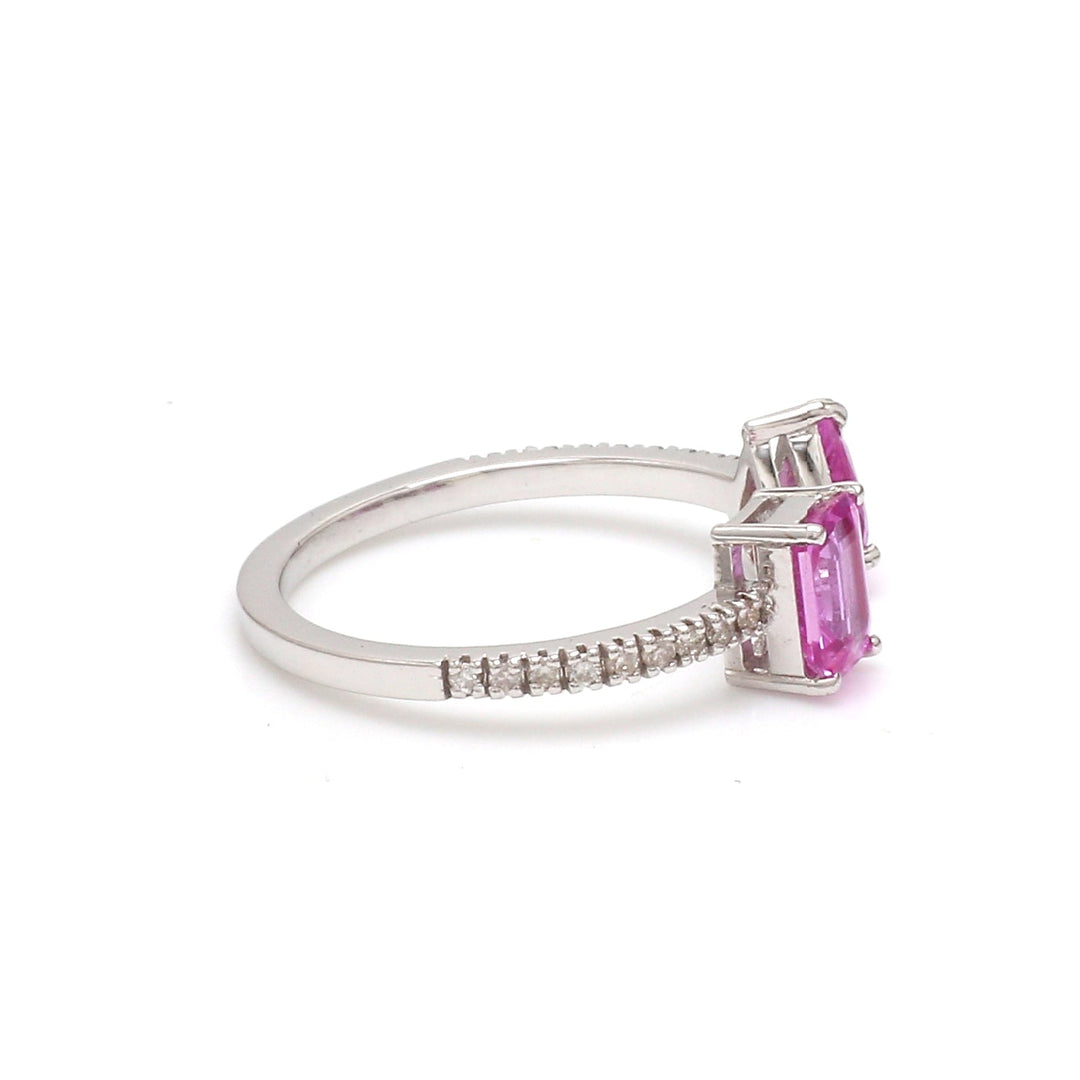 Pink Sapphire Octagon and Pear Open Ring - qivii