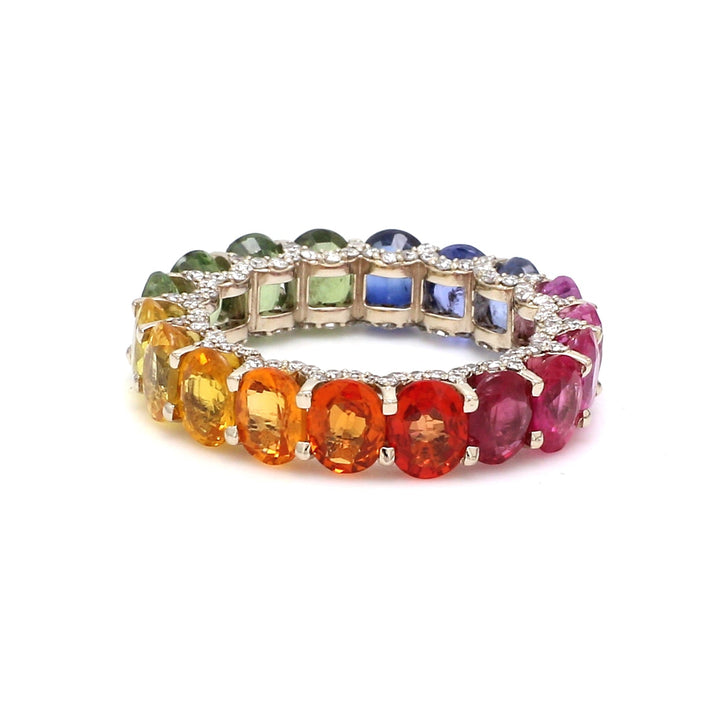 Rainbow Sapphire Oval and Diamond (Ruby Edition) Ring - qivii