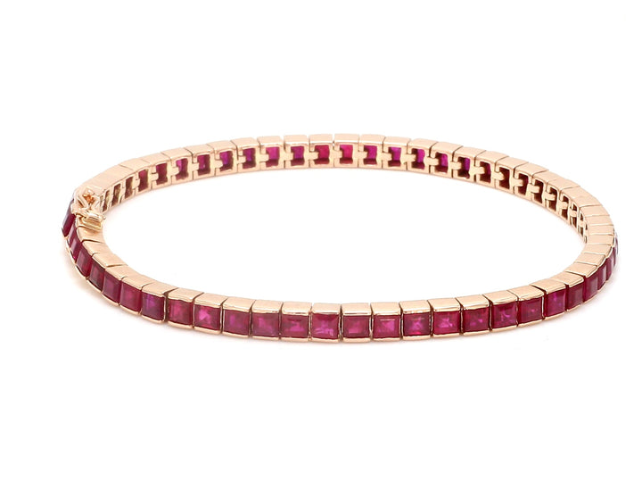 Ruby Princess Cut Channel Set Tennis Bracelet - qivii