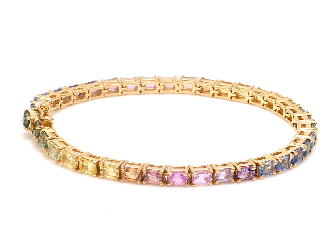 Rainbow Sapphire Small Octagon Pastel Bracelet - qivii