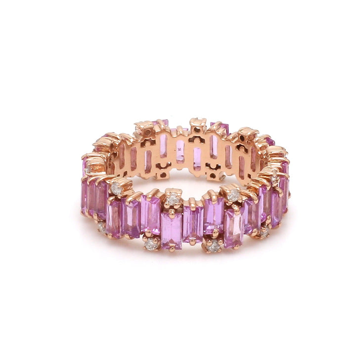 Pink Sapphire Baguette Cut Diamond Ring - qivii