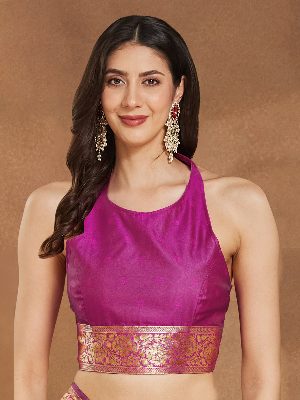 Janasya Women's Pink Silk Blend Ethnic Motifs Woven Design Jacquard Saree with Blouse Piece