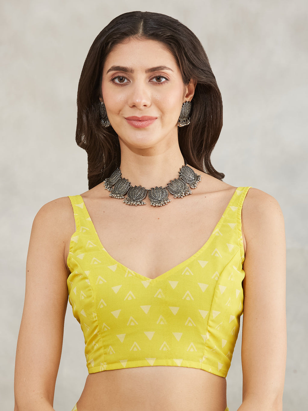 Janasya Women's Lime Yellow Georgette Floral Printed Printed Saree with Blouse Piece