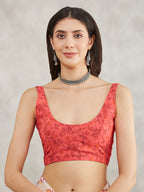 Janasya Women's Cream Georgette Floral Printed Printed Saree with Blouse Piece