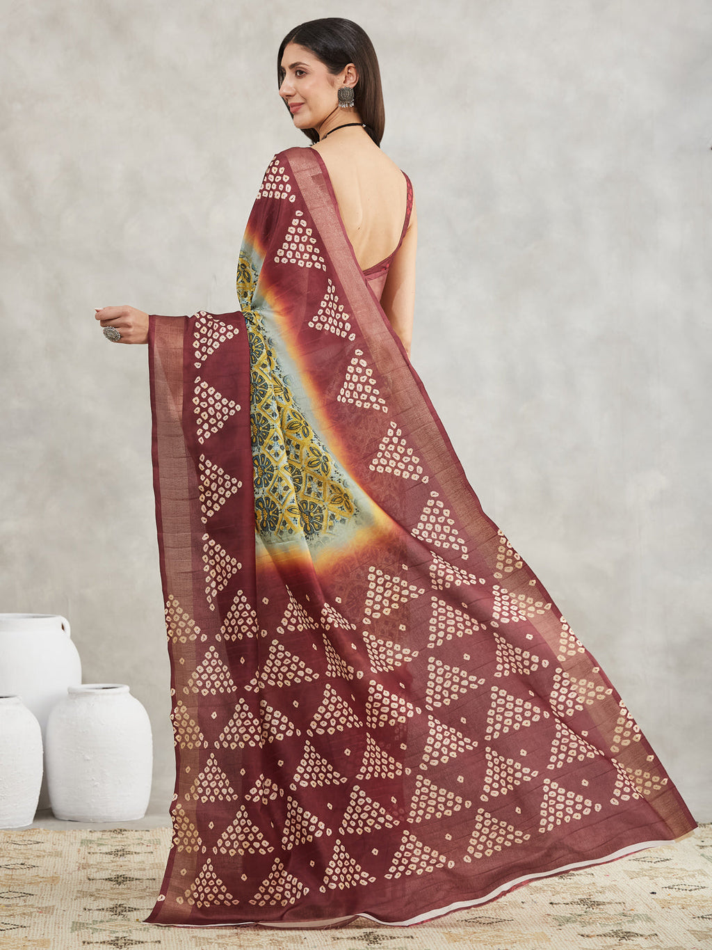 Janasya Women's Yellow Silk Blend Ethnic Motifs Printed Printed Saree with Blouse Piece