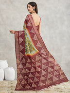 Janasya Women's Yellow Silk Blend Ethnic Motifs Printed Printed Saree with Blouse Piece