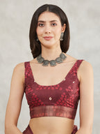 Janasya Women's Yellow Silk Blend Ethnic Motifs Printed Printed Saree with Blouse Piece