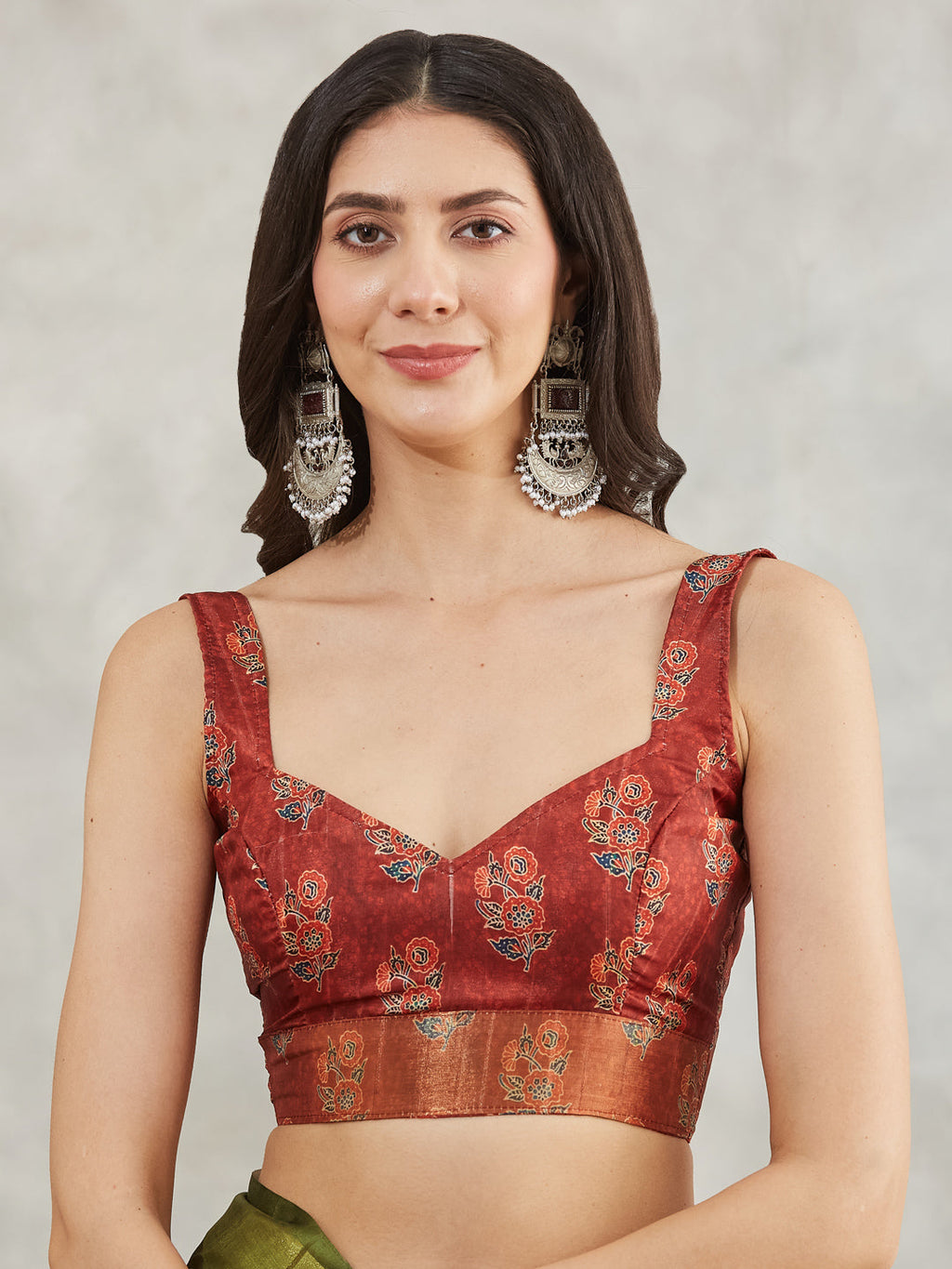 Janasya Women's Mehndi Green Silk Blend Bandhani Printed Printed Saree with Blouse Piece