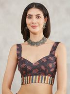 Janasya Women's Rust Orange Silk Blend Bandhani Printed Printed Saree with Blouse Piece