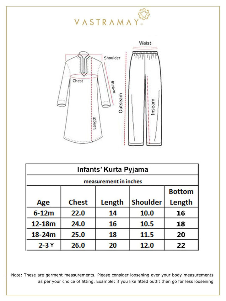 Vastramay Infant Boys Multicolor Cotton Blend Kurta Pyjama Set - qivii