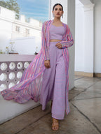 Lavender Georgette Chevron Co-ord Set